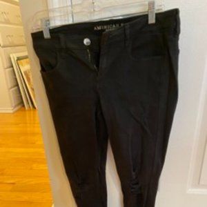 American Eagle Super Stretch X Black Ripped Skinny Jeans